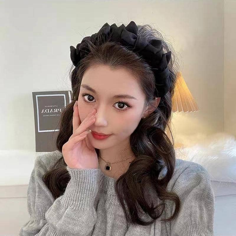 Fabric Bow Knot Headband - Wine Red - view 5