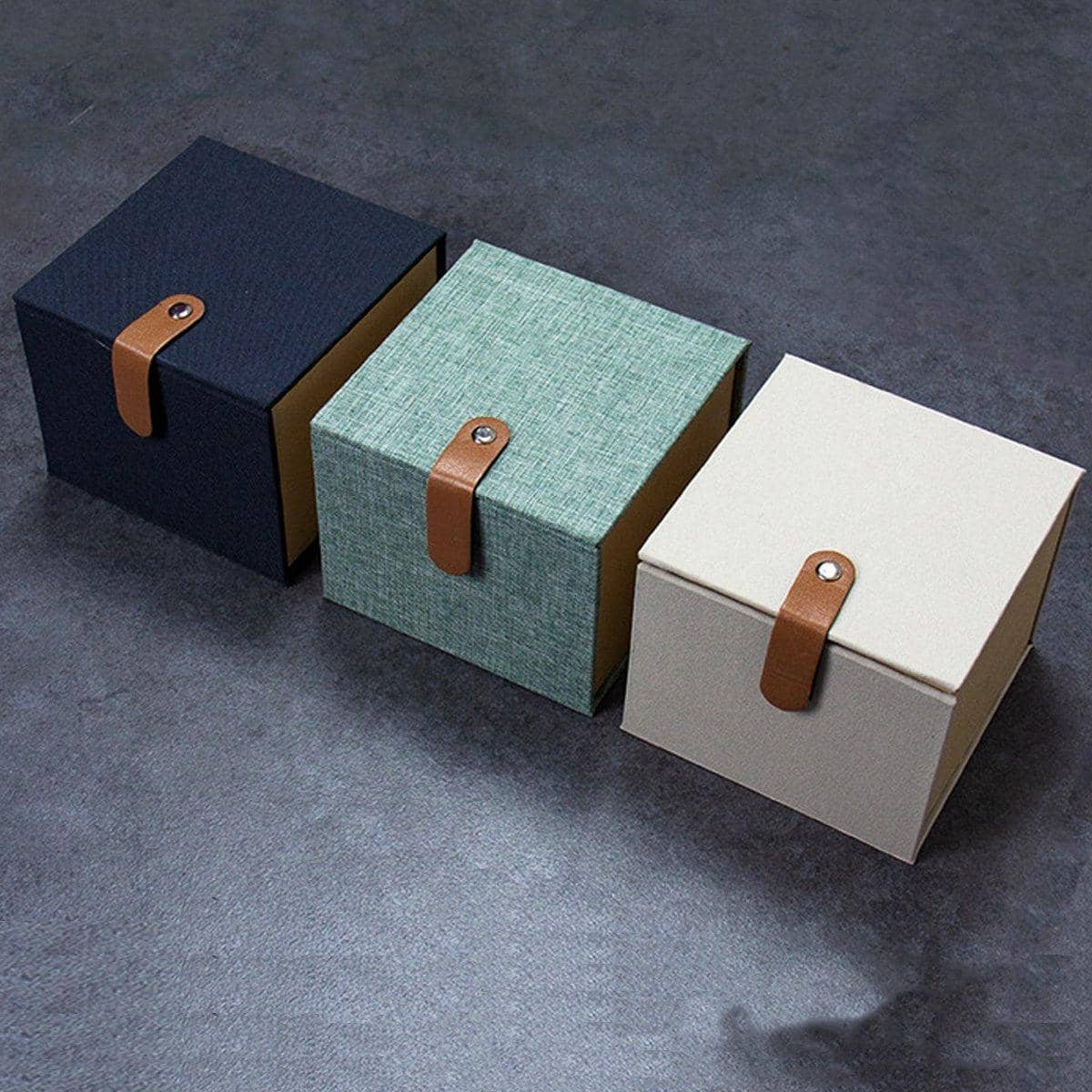Fabric Flap Gift Boxes, Set of 5 - Ivory, 12 x 12 x 10 cm - view 5