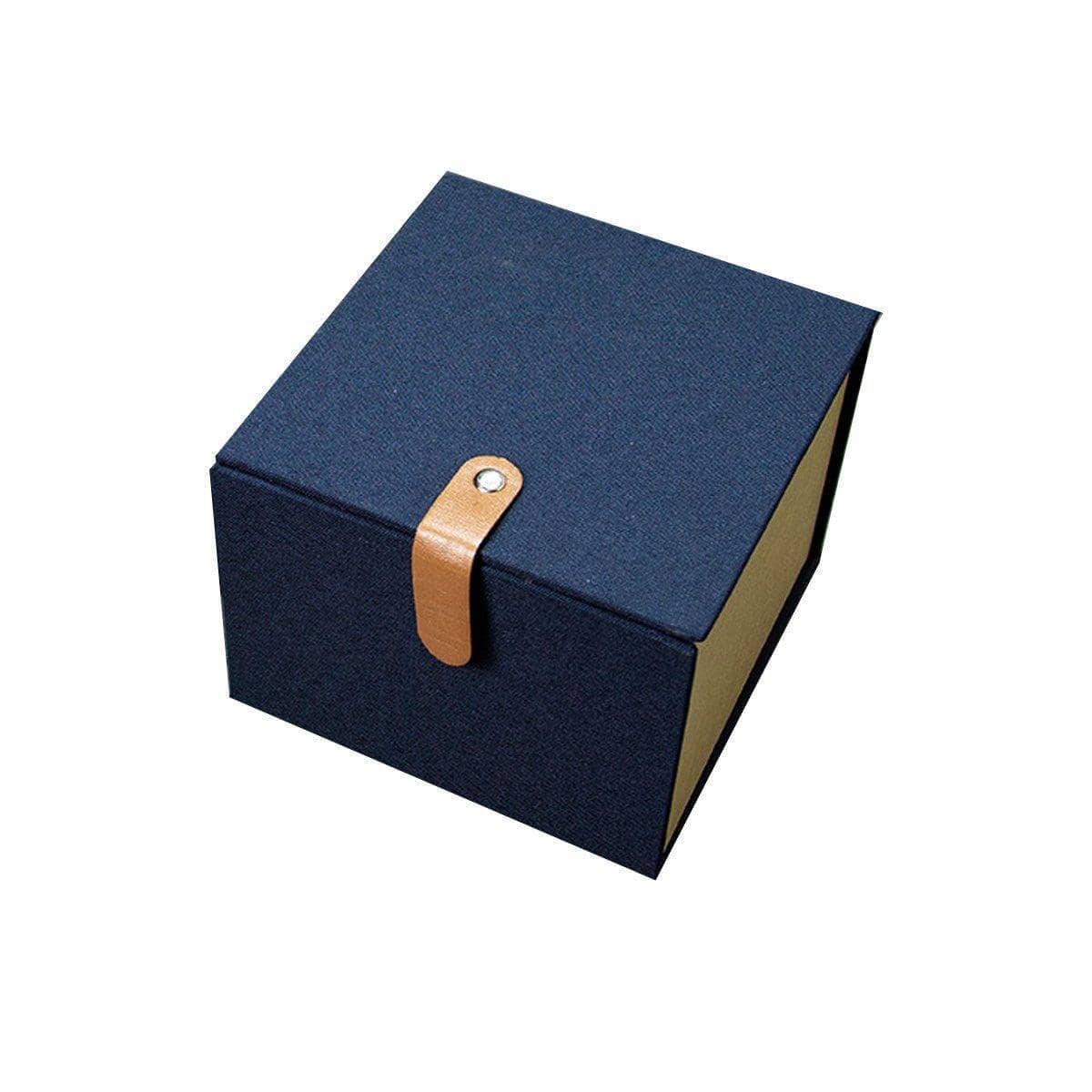 Fabric Flap Gift Boxes, Set of 5 - Navy, 12 x 12 x 10 cm