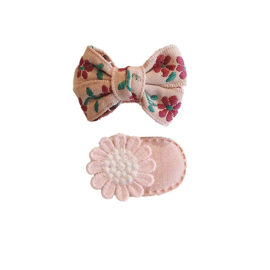 Fabric Hair Clips for Everyday Styling - Pink Flower