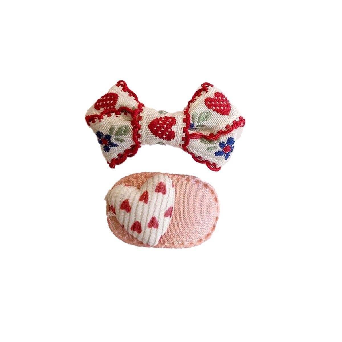 Fabric Hair Clips for Everyday Styling - Pink Heart