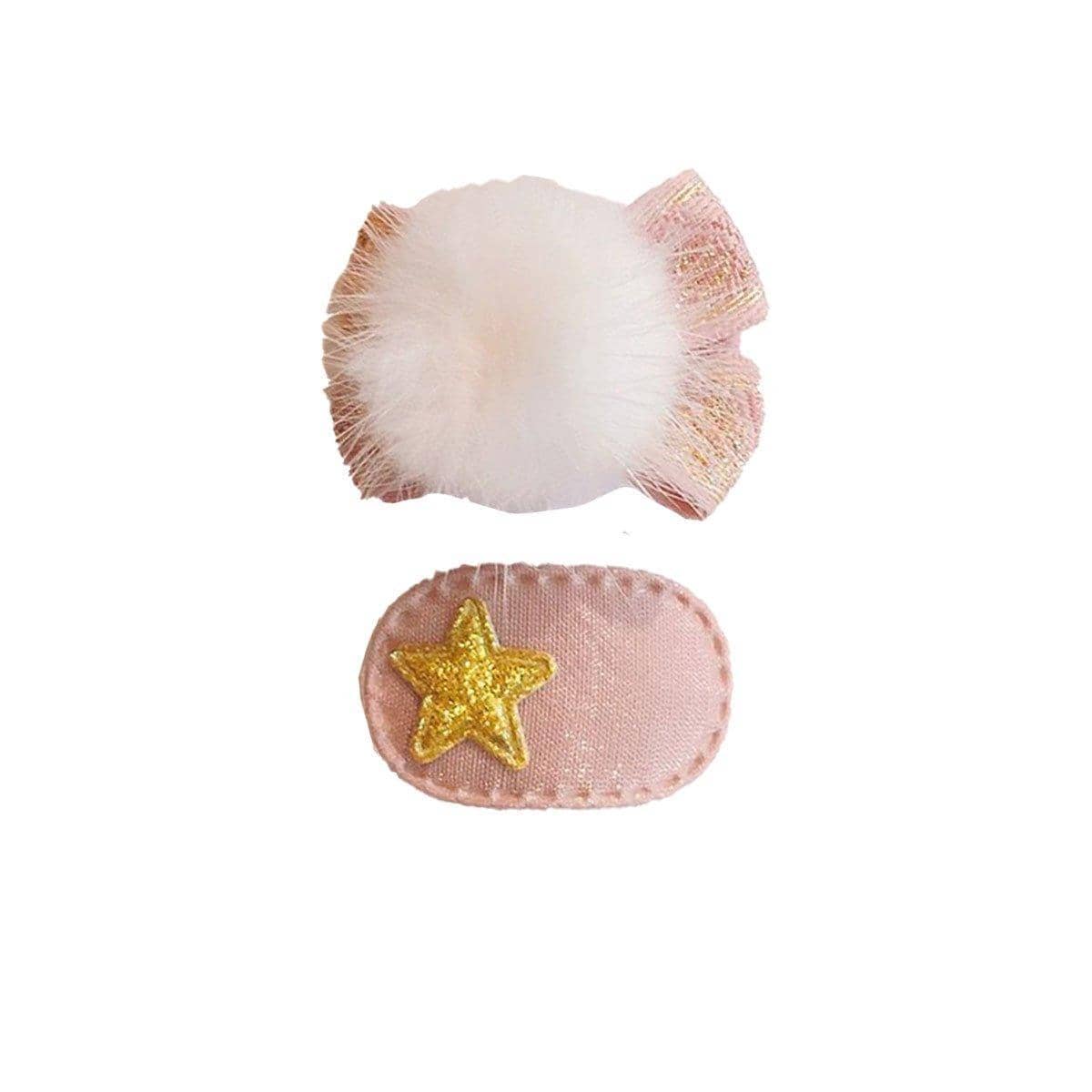 Fabric Hair Clips for Everyday Styling - Pink Star