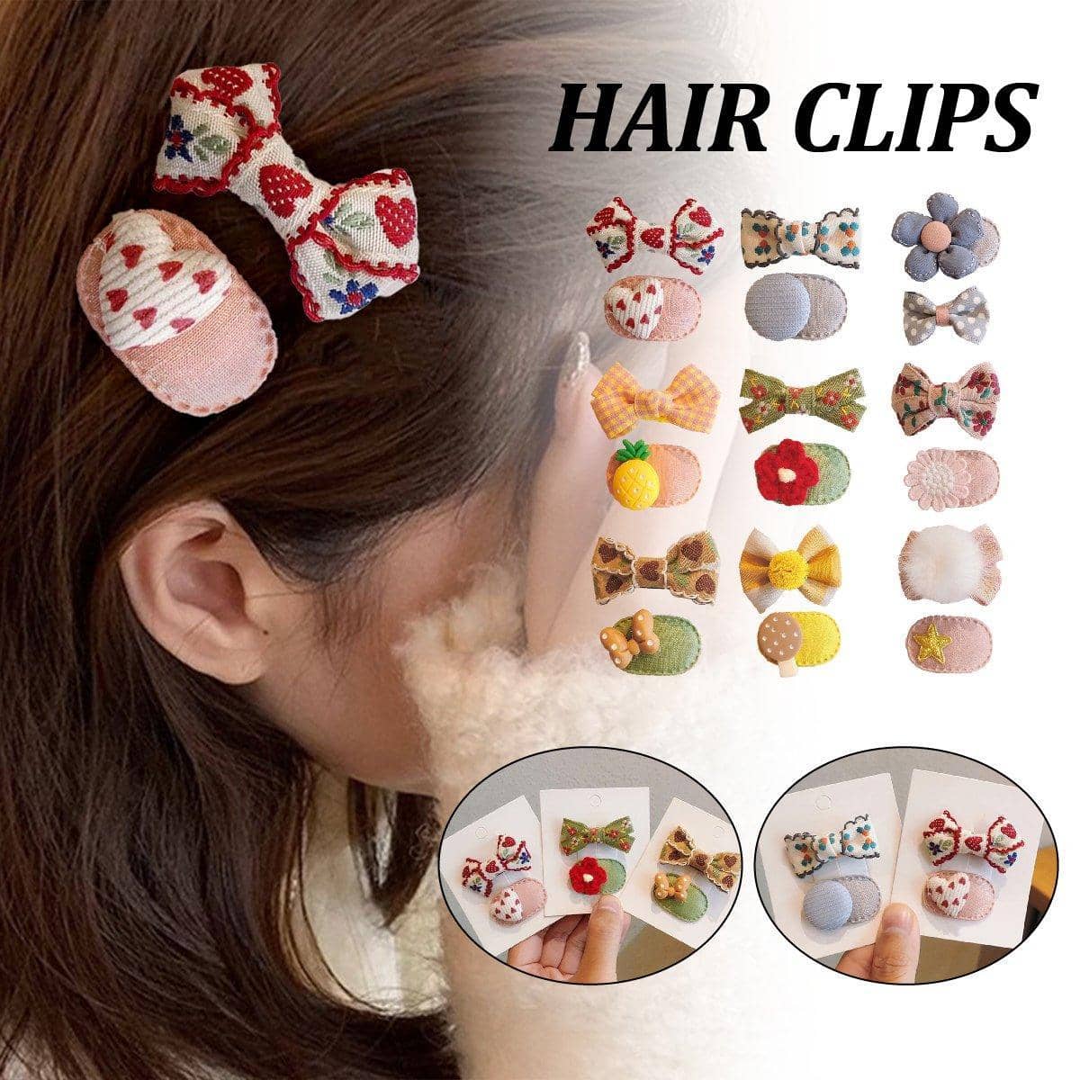 Fabric Hair Clips for Everyday Styling - Pink Star - view 2