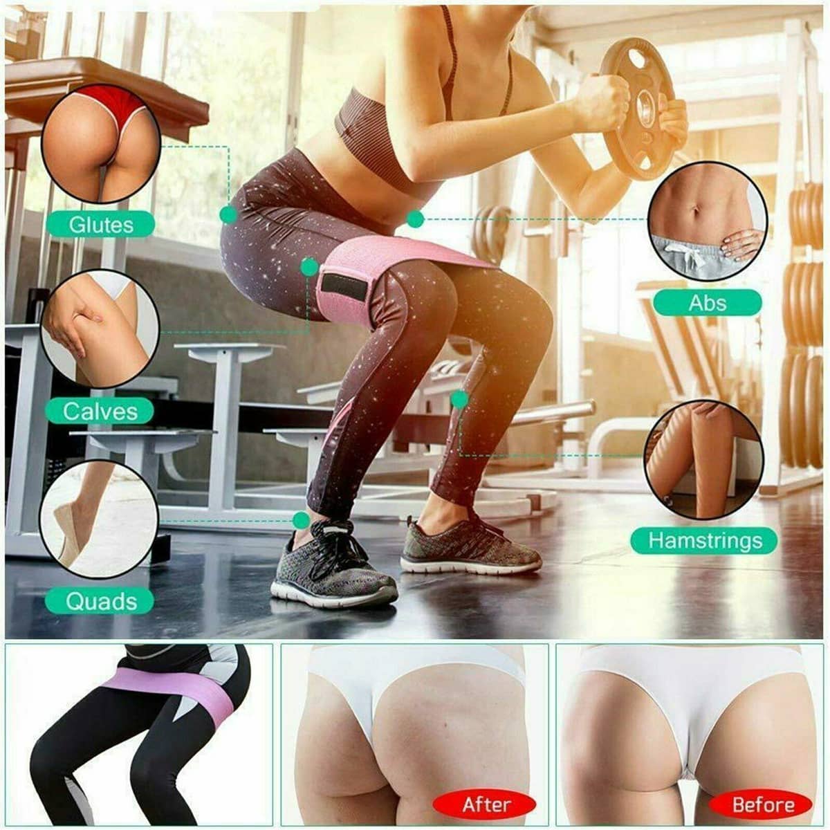 Fabric Hip Circle Resistance Booty Band - Black, Large 8 x 74cm - view 4