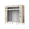Fabric Wardrobe Closet Organiser, Beige with Cartoon Rabbit and Bear Print, 165 x 45 x 170 cm - view 2
