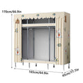 Fabric Wardrobe Closet Organiser, Beige with Cartoon Rabbit and Bear Print, 165 x 45 x 170 cm - view 3