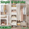 Fabric Wardrobe with Curtain, Freestanding Clothing Storage - Yellow - view 2