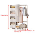 Fabric Wardrobe with Curtain, Freestanding Clothing Storage - Yellow - view 4