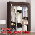 Fabric Wardrobe with Shoe Rack, Brown, 128 x 45 x 170 cm