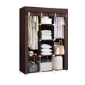 Fabric Wardrobe with Shoe Rack, Brown, 128 x 45 x 170 cm - view 2