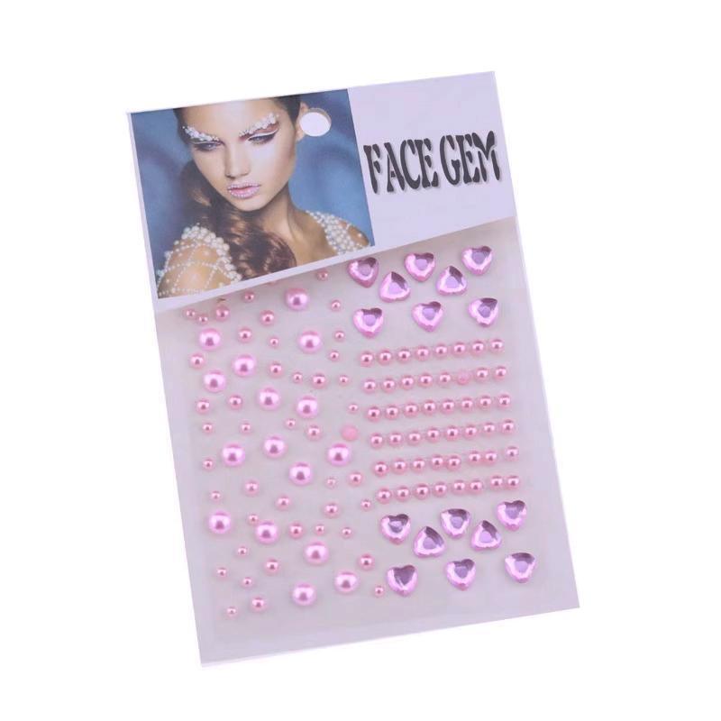 Face Gems Rhinestone and Pearl Stickers - Pink