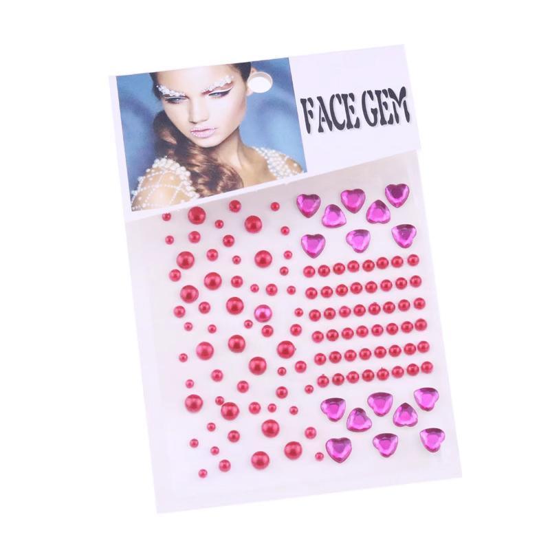 Face Gems Rhinestone and Pearl Stickers - Red