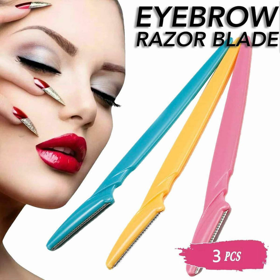 Facial Eyebrow Razor Trimmers - Pack of 3, Pink, Yellow and Blue