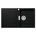 Abey Single Bowl Topmount Sink - 26L Granite Cristadur, Left Hand Drainer, Pure Black - D100PR