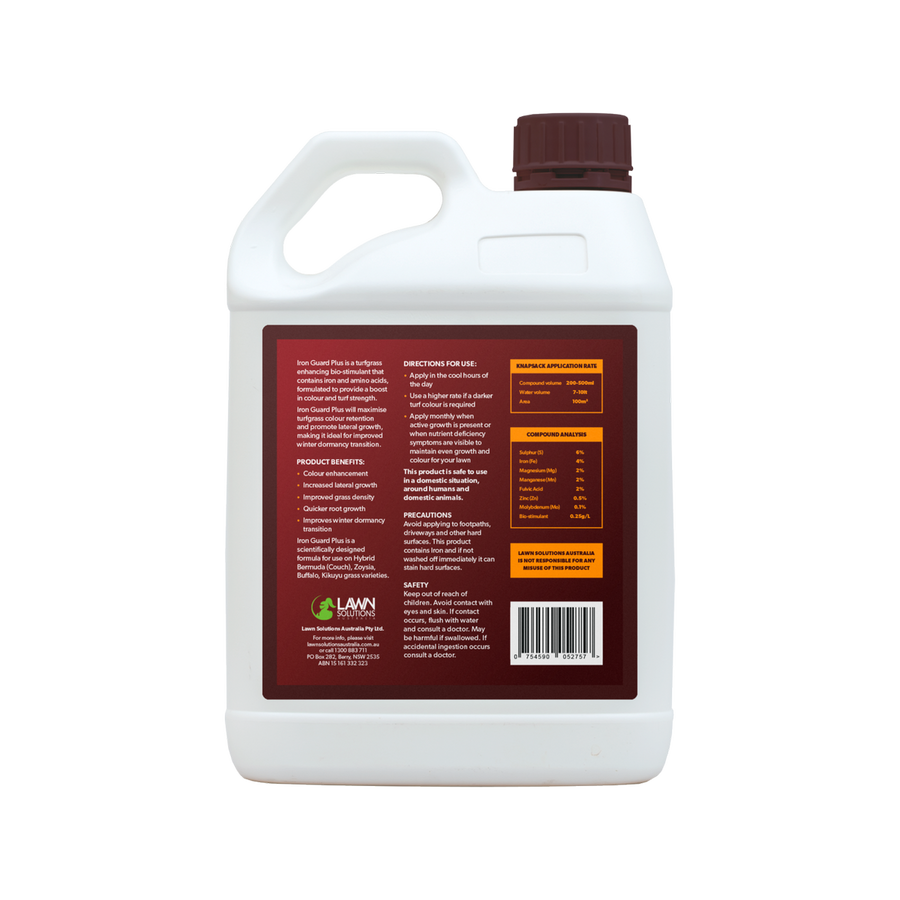 Lawn Solutions Australia Iron Guard Plus - 2.5L Turfgrass Bio-Stimulant - Dark Green - SuperSaverAU - view 2