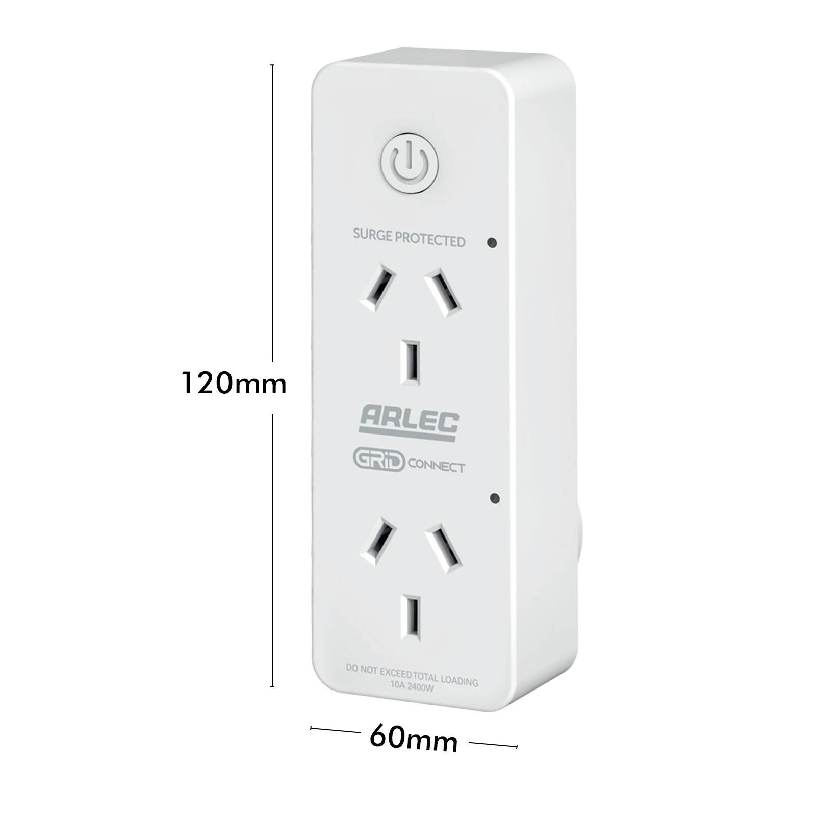 Arlec Grid Connect Smart Plug In Twin Socket with Energy Meter & Surge Protection PC287HA