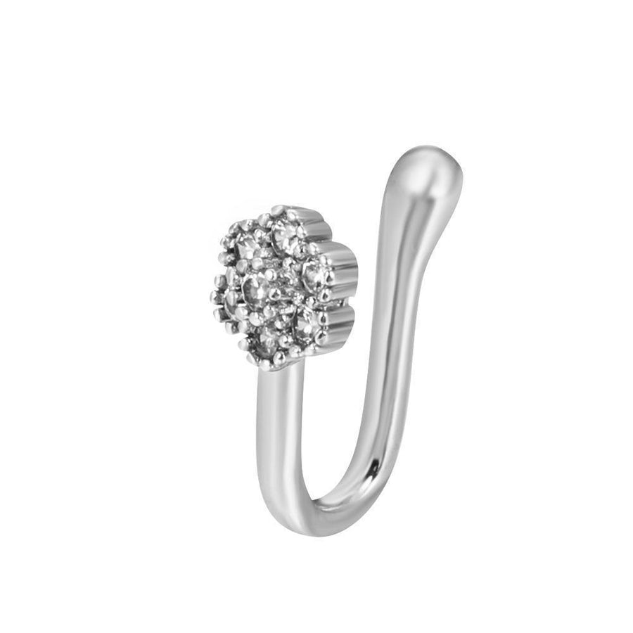 Fake Nose Ring Cuff Model S-184, Non-Piercing Clip-On with Rhinestones