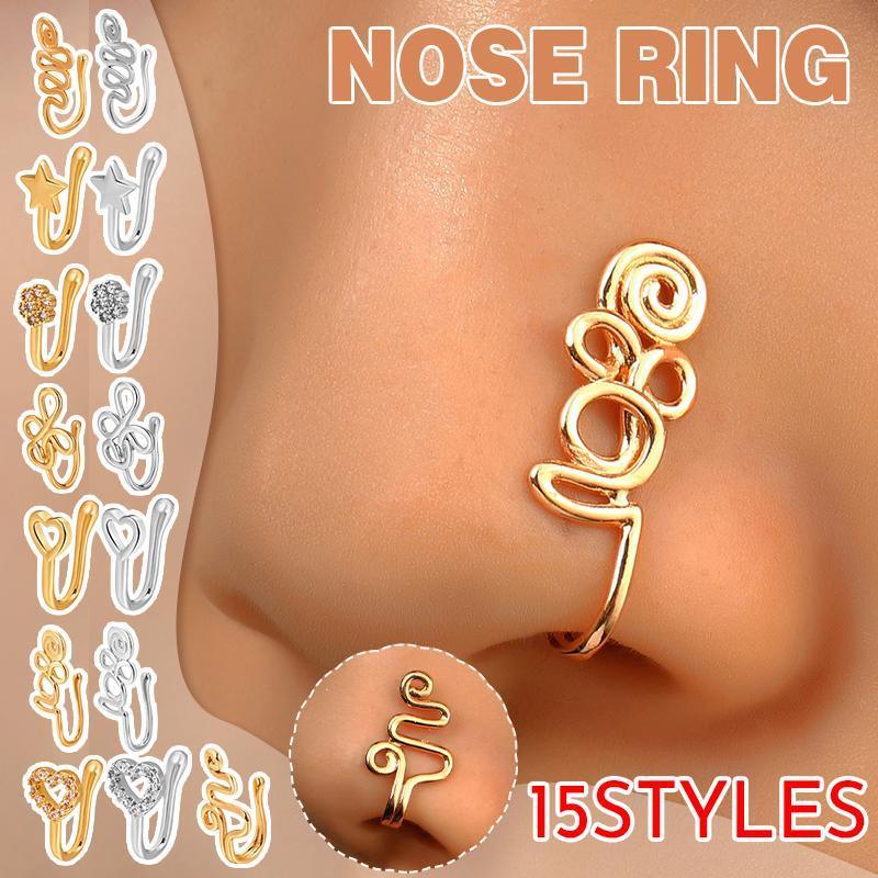 Fake Nose Ring Cuff Model S-232, Non-Piercing Clip-On with Rhinestones - view 2