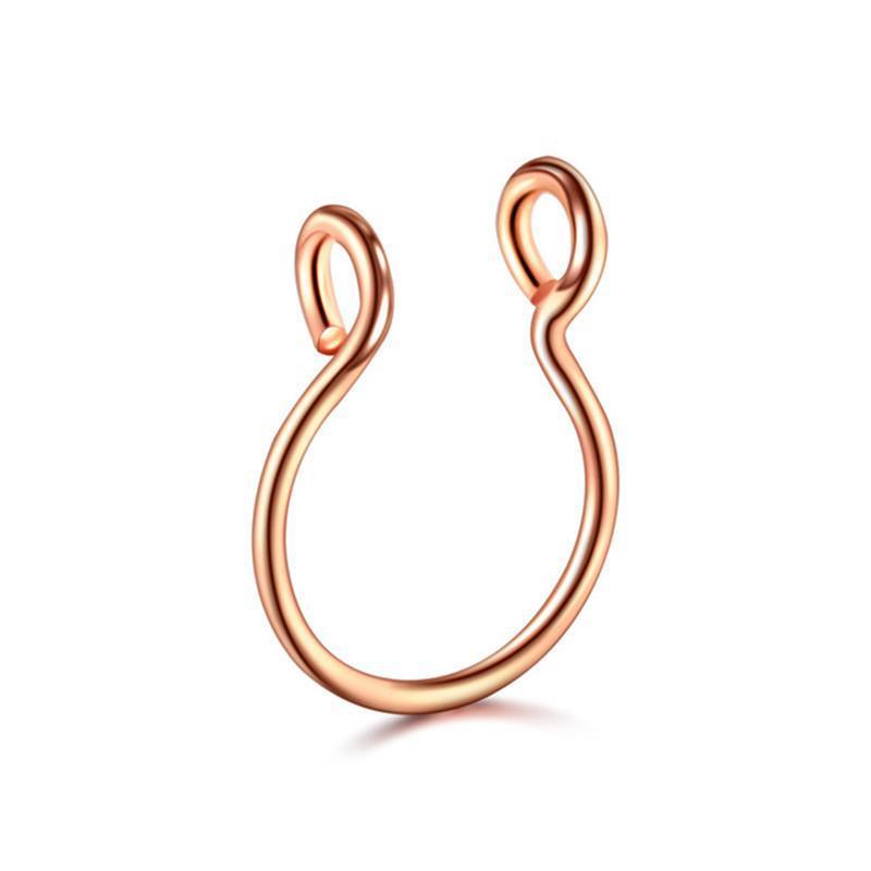 Fake Septum Nose Clip Ring - Large (0.8 x 10mm), Rose Gold