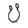 Fake Septum Nose Clip Ring, No Piercing - Black, Small 0.8 x 8mm