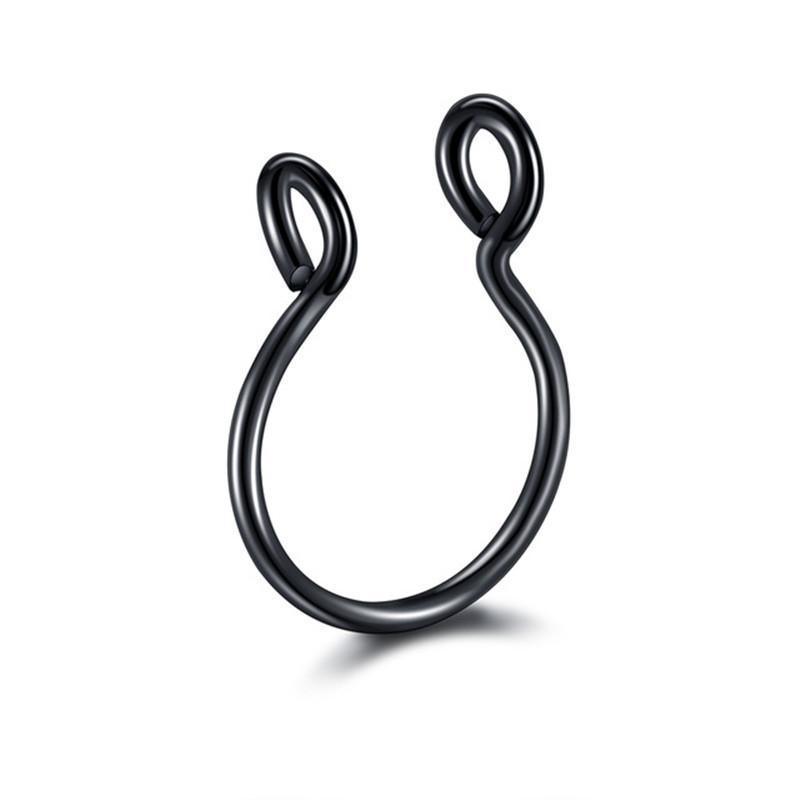 Fake Septum Nose Clip Ring, No Piercing - Black, Small 0.8 x 8mm