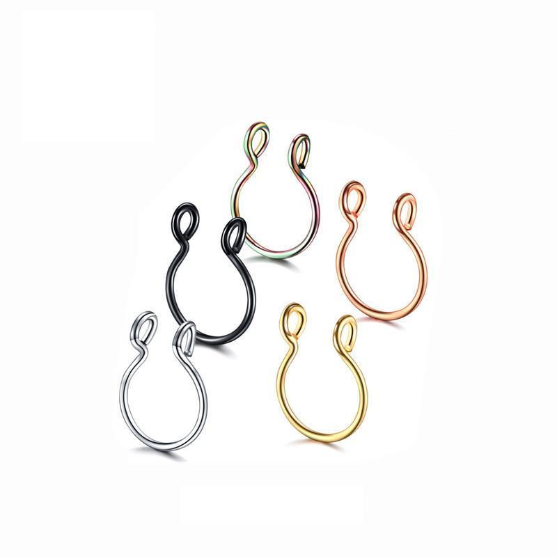 Fake Septum Nose Clip Ring, No Piercing - Black, Small 0.8 x 8mm - view 3