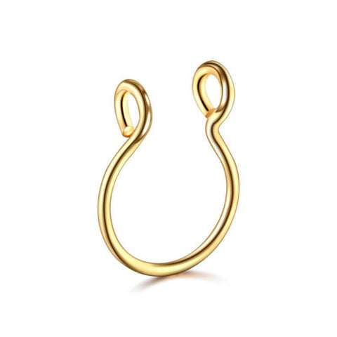 Fake Septum Nose Clip Ring, No Piercing - Gold, Large 0.8 x 10mm