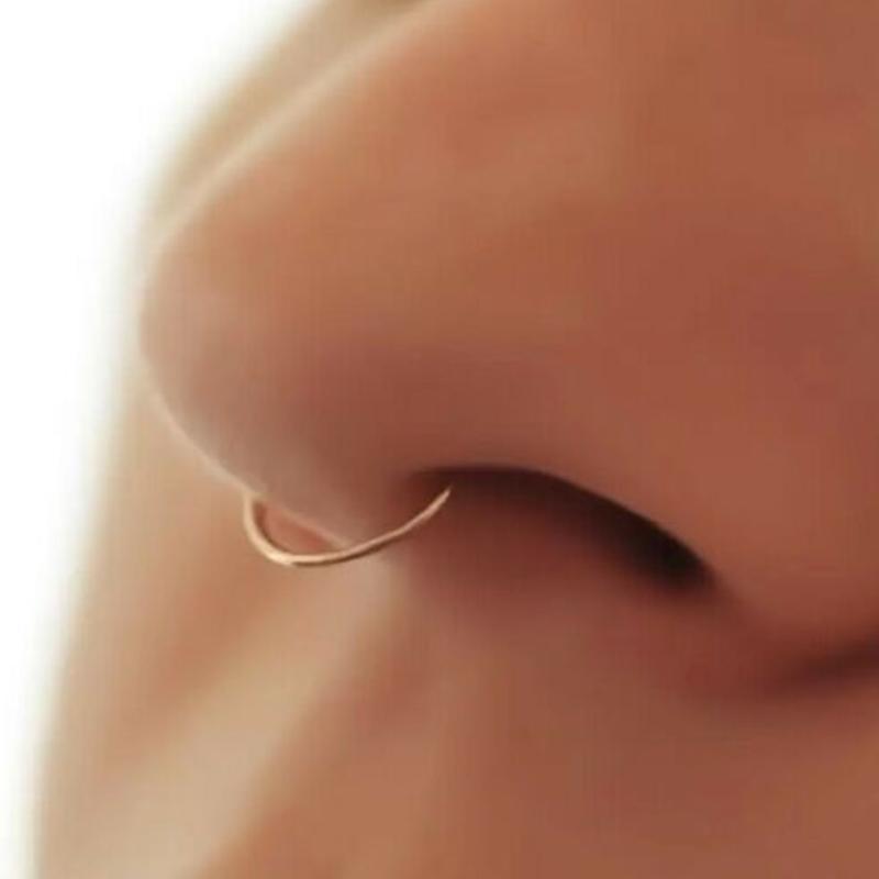 Fake Septum Nose Clip Ring, No Piercing - Rose Gold, Small 0.8 x 8mm - view 5