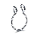 Fake Septum Nose Clip Ring, No Piercing - Silver, Large 0.8 x 10mm