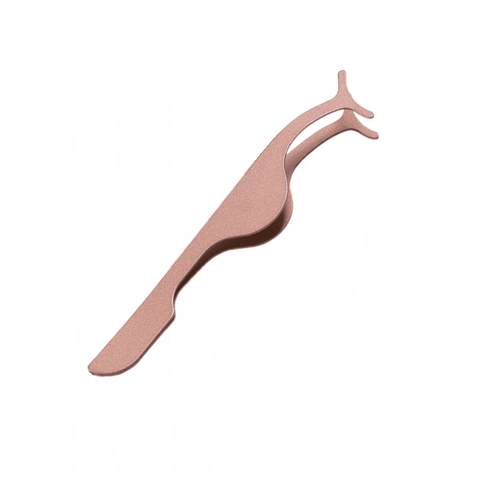 False Eyelash Applicator Tweezers Clip Stainless Steel - Brown