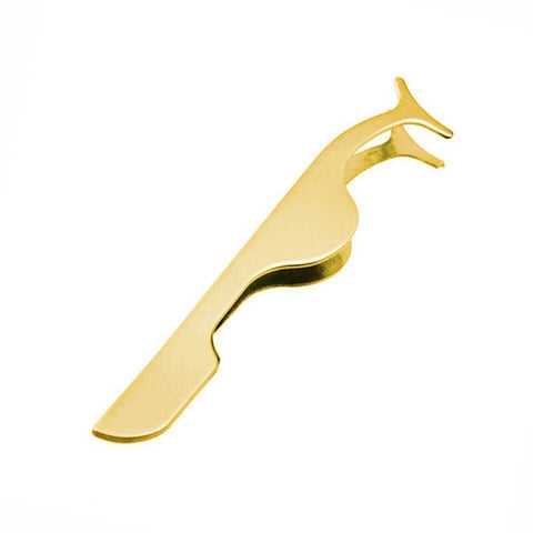 False Eyelash Applicator Tweezers Clip Stainless Steel - Gold