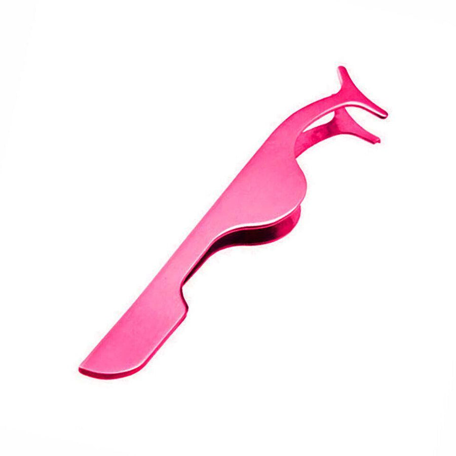 False Eyelash Applicator Tweezers Clip Stainless Steel - Pink