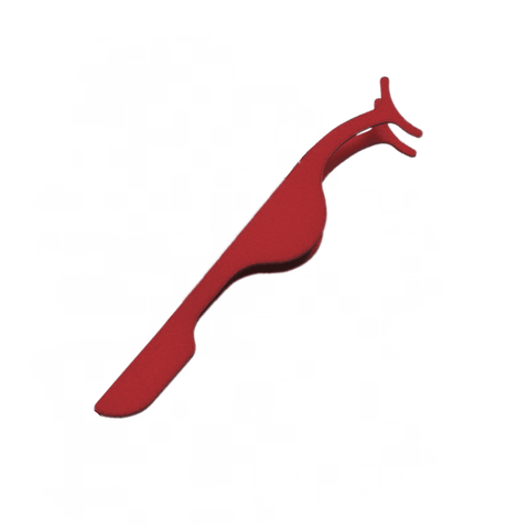 False Eyelash Applicator Tweezers Clip Stainless Steel - Red