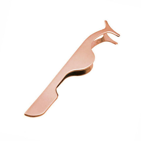False Eyelash Applicator Tweezers Clip Stainless Steel - Rose Gold