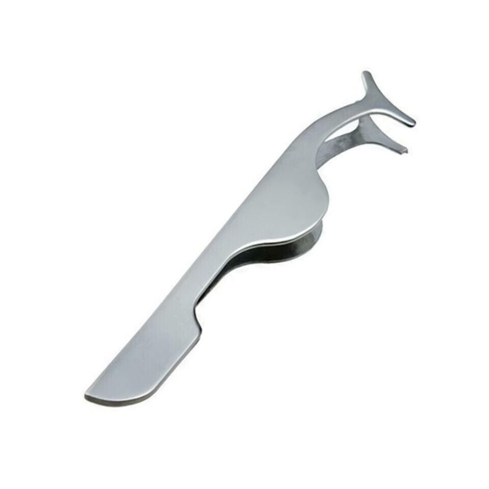 False Eyelash Applicator Tweezers Clip Stainless Steel - Silver