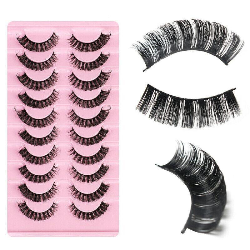 False Eyelashes, Handmade Synthetic D-Curl Strip Lashes, 10 Pairs - view 3
