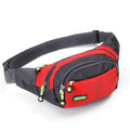 Fanny Pack Waist Bag with 4 Zip Pockets - Red