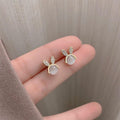 Fashion Earrings for Women - Cream Rose and Gold Rose Coin - view 6