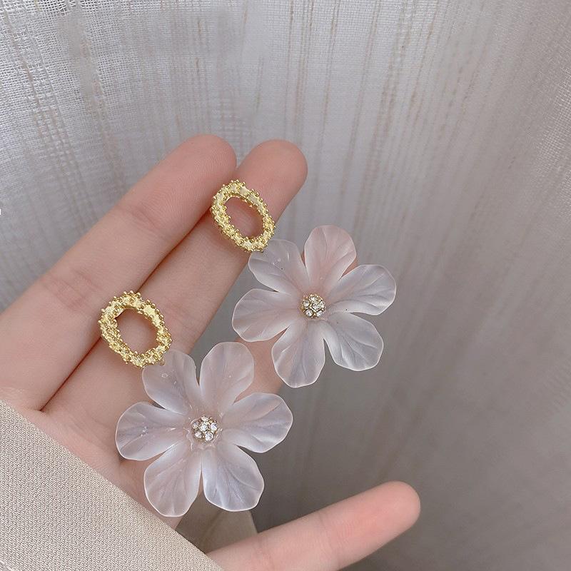 Fashion Earrings for Women - Cream Rose and Gold Rose Coin - view 7