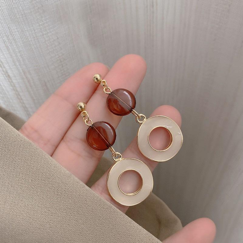Fashion Earrings for Women - Cream Rose and Gold Rose Coin - view 9