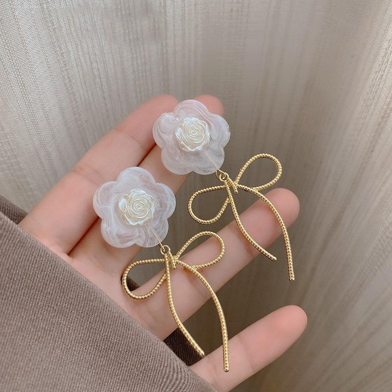 Fashion Earrings for Women - Gold Bunny Ear with Pink Stone - view 5