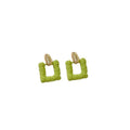 Fashion Earrings for Women - Lime Green Textured Square