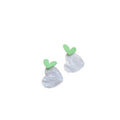 Fashion Earrings for Women - White Marbled Heart with Green Heart