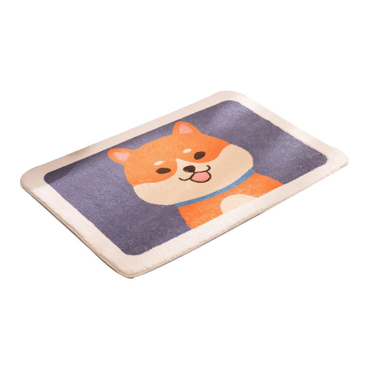 Faux Cashmere Bath Mat, Non-Slip and Absorbent, 80 x 50 cm - Akita Inu Dog Design
