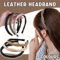 Faux Leather Braided Headband for Women and Girls - Tan - view 2