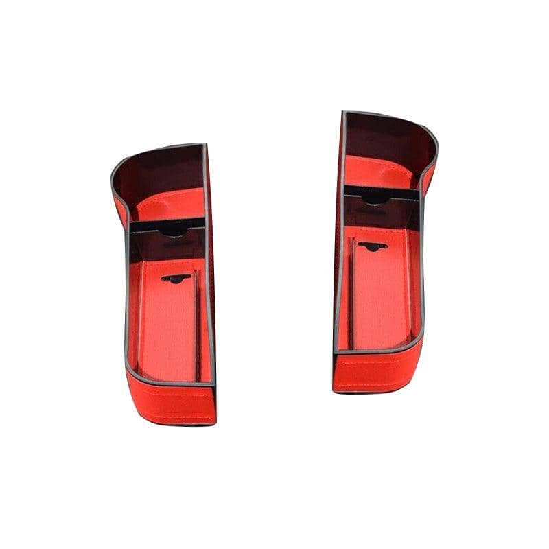 Faux Leather Car Seat Gap Storage Boxes, Set of 2 - Red