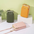 Faux Leather Crossbody Phone Bag with Adjustable Strap - Blush Pink - view 5
