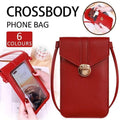 Faux Leather Crossbody Phone Bag with Clear Touch Window - Dark Green - view 2