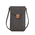 Faux Leather Crossbody Phone Bag with Clear Touch Window - Dark Green - view 3