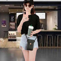 Faux Leather Crossbody Phone Bag with Clear Touch Window - Dark Green - view 4